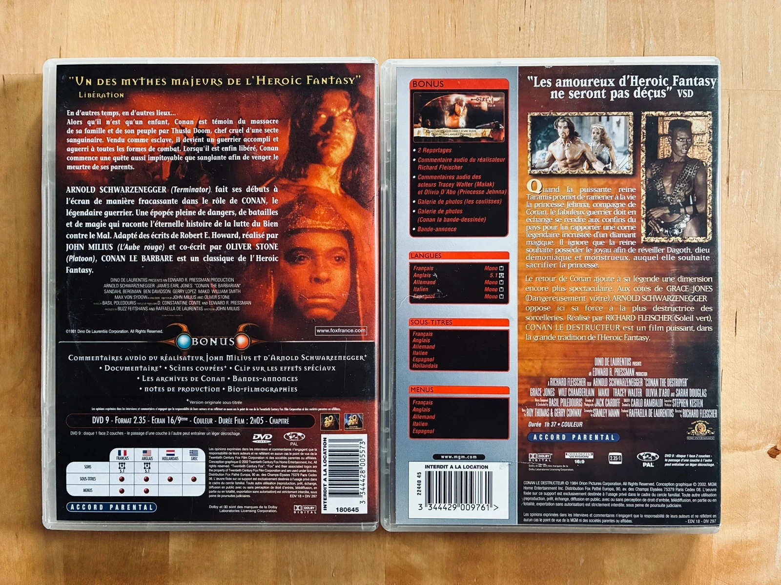 Lot 2 DVD Conan the Barbarian and Conan the Destroyer Arnold Schwarzenegger. – photo 3